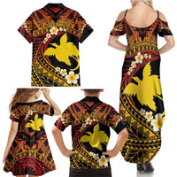Melanesian Papua New Guinea Family Matching Summer Maxi Dress and Hawaiian Shirt Plumeria Bird of Paradise Tribal LT9 - Polynesian Pride