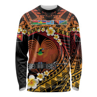Melanesian Papua New Guinea Long Sleeve Shirt Plumeria Bird of Paradise Tribal LT9 Unisex Red - Polynesian Pride