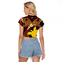 Melanesian Papua New Guinea Raglan Cropped T Shirt Plumeria Bird of Paradise Tribal LT9 - Polynesian Pride