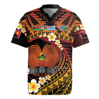Melanesian Papua New Guinea Rugby Jersey Plumeria Bird of Paradise Tribal LT9 Red - Polynesian Pride