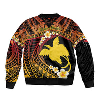 Melanesian Papua New Guinea Sleeve Zip Bomber Jacket Plumeria Bird of Paradise Tribal LT9 - Polynesian Pride