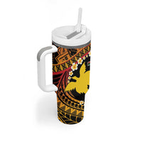 Melanesian Papua New Guinea Tumbler With Handle Plumeria Bird of Paradise Tribal LT9 - Polynesian Pride