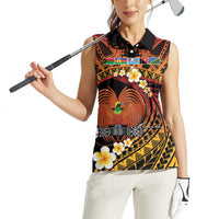 Melanesian Papua New Guinea Women Sleeveless Polo Shirt Plumeria Bird of Paradise Tribal LT9 - Polynesian Pride