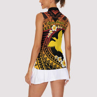 Melanesian Papua New Guinea Women Sleeveless Polo Shirt Plumeria Bird of Paradise Tribal LT9 - Polynesian Pride