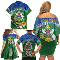 Melanesian Solomon Islands Family Matching Off Shoulder Short Dress and Hawaiian Shirt Tropical Shark Tattoo LT9 - Polynesian Pride