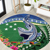 Melanesian Solomon Islands Round Carpet Tropical Shark Tattoo LT9 Blue - Polynesian Pride