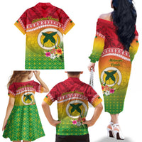 Melanesian Ni-Vanuatu Family Matching Off The Shoulder Long Sleeve Dress and Hawaiian Shirt Sea Turtle with Sand Drawing Pattern LT9 - Polynesian Pride