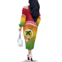 Melanesian Ni-Vanuatu Family Matching Off The Shoulder Long Sleeve Dress and Hawaiian Shirt Sea Turtle with Sand Drawing Pattern LT9 - Polynesian Pride