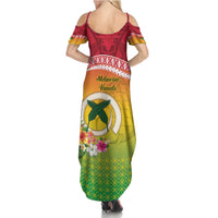 Melanesian Ni-Vanuatu Family Matching Summer Maxi Dress and Hawaiian Shirt Sea Turtle with Sand Drawing Pattern LT9 - Polynesian Pride