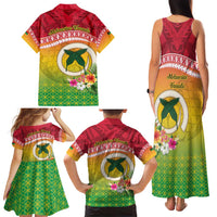Melanesian Ni-Vanuatu Family Matching Tank Maxi Dress and Hawaiian Shirt Sea Turtle with Sand Drawing Pattern LT9 - Polynesian Pride