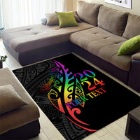 Personalised New Zealand Wellington Pride Area Rug Maori Fern with Pride Flag 2024 LT9 - Polynesian Pride