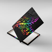 Personalised New Zealand Wellington Pride Canvas Wall Art Maori Fern with Pride Flag 2024 LT9 With Frame Black - Polynesian Pride