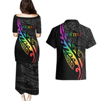Personalised New Zealand Wellington Pride Couples Matching Puletasi and Hawaiian Shirt Maori Fern with Pride Flag 2024 LT9 - Polynesian Pride