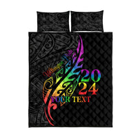 Personalised New Zealand Wellington Pride Quilt Bed Set Maori Fern with Pride Flag 2024