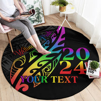 Personalised New Zealand Wellington Pride Round Carpet Maori Fern with Pride Flag 2024 LT9 - Polynesian Pride