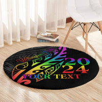 Personalised New Zealand Wellington Pride Round Carpet Maori Fern with Pride Flag 2024 LT9 - Polynesian Pride