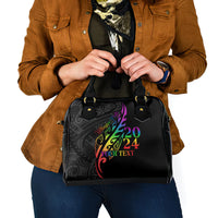 Personalised New Zealand Wellington Pride Shoulder Handbag Maori Fern with Pride Flag 2024 LT9 - Polynesian Pride