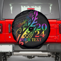 Personalised New Zealand Wellington Pride Spare Tire Cover Maori Fern with Pride Flag 2024 LT9 - Polynesian Pride