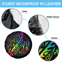 Personalised New Zealand Wellington Pride Spare Tire Cover Maori Fern with Pride Flag 2024 LT9 - Polynesian Pride
