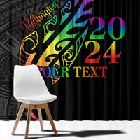 Personalised New Zealand Wellington Pride Window Curtain Maori Fern with Pride Flag 2024 LT9 - Polynesian Pride
