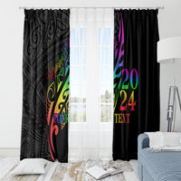 Personalised New Zealand Wellington Pride Window Curtain Maori Fern with Pride Flag 2024 LT9 - Polynesian Pride
