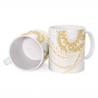 Aloha Lei Onaona Ceramic Mug Beige Hawaiian Tribal Pattern - Polynesian Pride