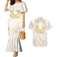 Aloha Lei Onaona Couples Matching Mermaid Dress and Hawaiian Shirt Beige Hawaiian Tribal Pattern LT9 Beige - Polynesian Pride