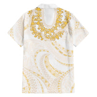 Aloha Lei Onaona Family Matching Off The Shoulder Long Sleeve Dress and Hawaiian Shirt Beige Hawaiian Tribal Pattern LT9 - Polynesian Pride