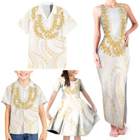 Aloha Lei Onaona Family Matching Tank Maxi Dress and Hawaiian Shirt Beige Hawaiian Tribal Pattern LT9 - Polynesian Pride