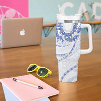 Aloha Lei Onaona Tumbler With Handle Navy Blue Hawaiian Tribal Pattern