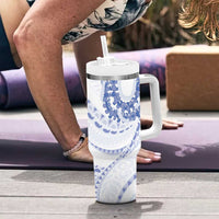 Aloha Lei Onaona Tumbler With Handle Navy Blue Hawaiian Tribal Pattern