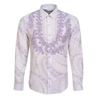 Aloha Lei Onaona Family Matching Long Sleeve Bodycon Dress and Hawaiian Shirt Purple Hawaiian Tribal Pattern LT9 Dad's Shirt - Long Sleeve Purple - Polynesian Pride