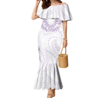 Aloha Lei Onaona Family Matching Mermaid Dress and Hawaiian Shirt Purple Hawaiian Tribal Pattern LT9 Mom's Dress Purple - Polynesian Pride