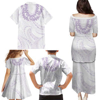 Aloha Lei Onaona Family Matching Puletasi and Hawaiian Shirt Purple Hawaiian Tribal Pattern LT9 - Polynesian Pride