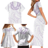 Aloha Lei Onaona Family Matching Short Sleeve Bodycon Dress and Hawaiian Shirt Purple Hawaiian Tribal Pattern LT9 - Polynesian Pride