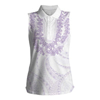 Aloha Lei Onaona Women Sleeveless Polo Shirt Purple Hawaiian Tribal Pattern LT9 Female Purple - Polynesian Pride