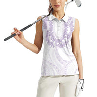 Aloha Lei Onaona Women Sleeveless Polo Shirt Purple Hawaiian Tribal Pattern LT9 - Polynesian Pride