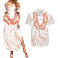 Aloha Lei Onaona Couples Matching Summer Maxi Dress and Hawaiian Shirt Red Hawaiian Tribal Pattern LT9 Red - Polynesian Pride