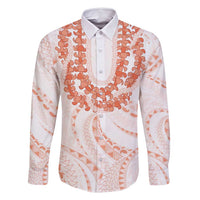 Aloha Lei Onaona Family Matching Off Shoulder Short Dress and Hawaiian Shirt Red Hawaiian Tribal Pattern LT9 Dad's Shirt - Long Sleeve Red - Polynesian Pride