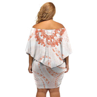Aloha Lei Onaona Off Shoulder Short Dress Red Hawaiian Tribal Pattern