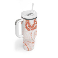 Aloha Lei Onaona Tumbler With Handle Red Hawaiian Tribal Pattern