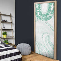Aloha Lei Onaona Door Cover Sage Green Hawaiian Tribal Pattern - Polynesian Pride