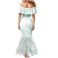 Aloha Lei Onaona Family Matching Mermaid Dress and Hawaiian Shirt Sage Green Hawaiian Tribal Pattern LT9 - Polynesian Pride