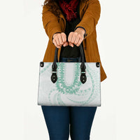 Aloha Lei Onaona Leather Bag Sage Green Hawaiian Tribal Pattern - Polynesian Pride