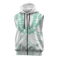 Aloha Lei Onaona Sleeveless Zip Hoodie Sage Green Hawaiian Tribal Pattern LT9