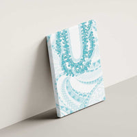 Aloha Lei Onaona Canvas Wall Art Teal Hawaiian Tribal Pattern