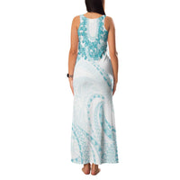 Aloha Lei Onaona Family Matching Tank Maxi Dress and Hawaiian Shirt Teal Hawaiian Tribal Pattern LT9 - Polynesian Pride