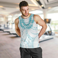 Aloha Lei Onaona Men Tank Top Teal Hawaiian Tribal Pattern
