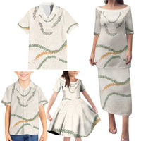 Aloha Lei Mikioi Family Matching Puletasi and Hawaiian Shirt Beige Polynesian Tribal Tatau Pattern LT9 - Polynesian Pride