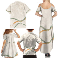 Aloha Lei Mikioi Family Matching Summer Maxi Dress and Hawaiian Shirt Beige Polynesian Tribal Tatau Pattern LT9 - Polynesian Pride